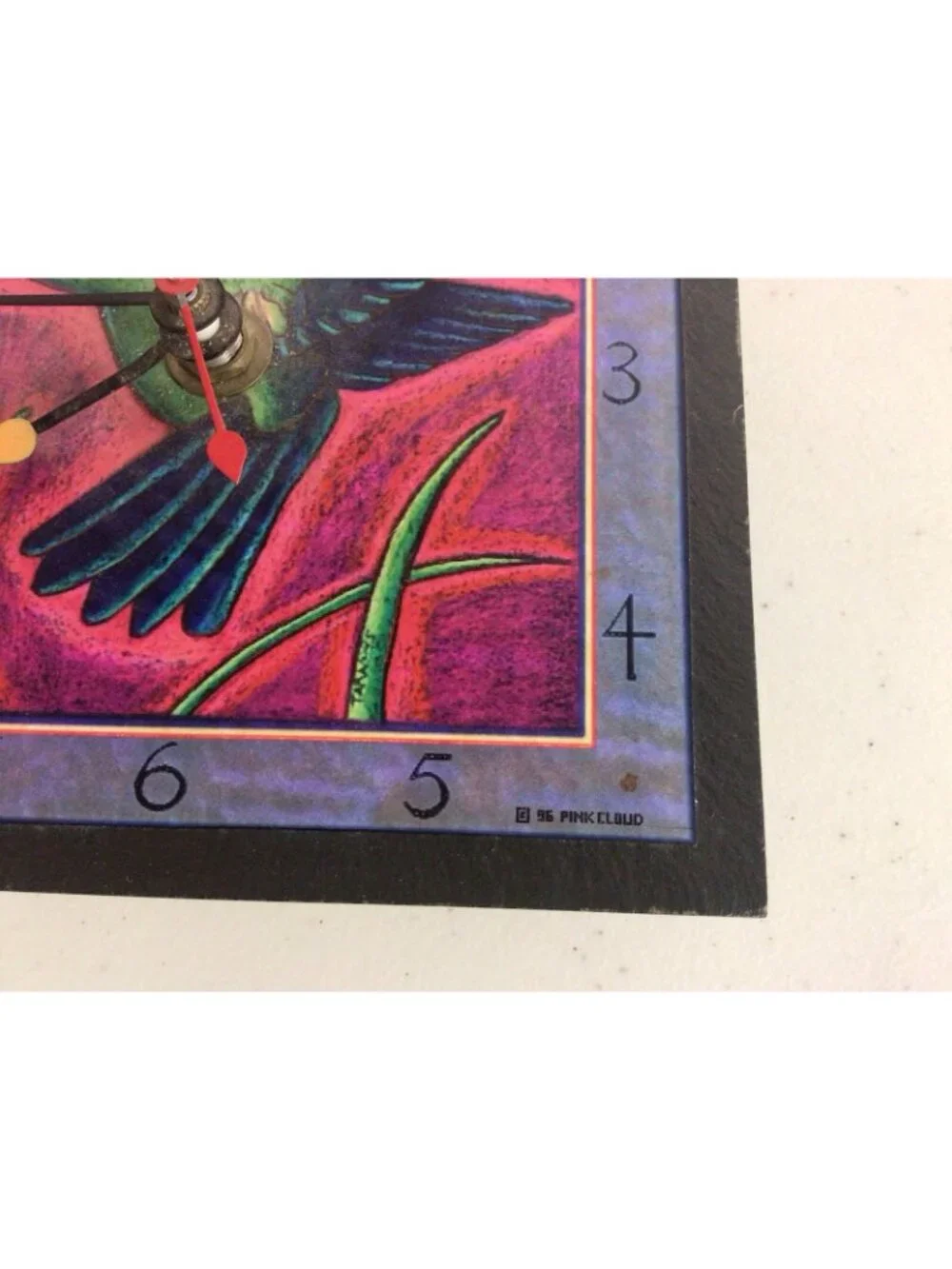 Hummingbird Wall Clock Hand Painted Resin Works Battery Included